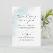Watercolor Wash | Blue Elopement Empfang Einladung (Stehend Vorderseite)
