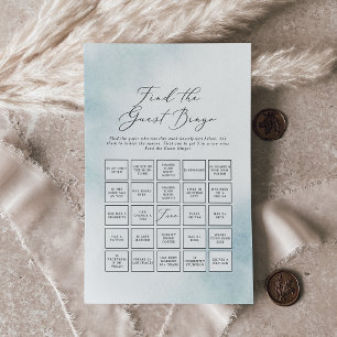 Watercolor Wash Blue Find the Guest Bingo Game Flyer