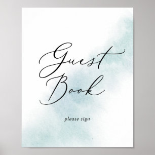 Watercolor Wash Blue Guest Book Sign Poster