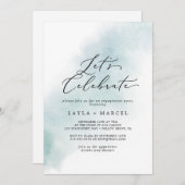 Watercolor Wash | Blue Let's Celebrate Einladung (Vorne/Hinten)