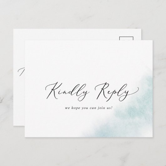 Watercolor Wash | Blue Menu UAWG Postcard Einladungspostkarte (Vorne/Hinten)