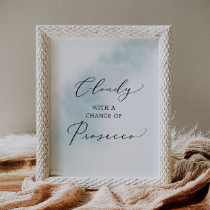 Watercolor Wash Blue Prosecco-Zeichen Poster