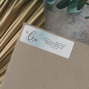 Watercolor Wash   Blue Return Address Label