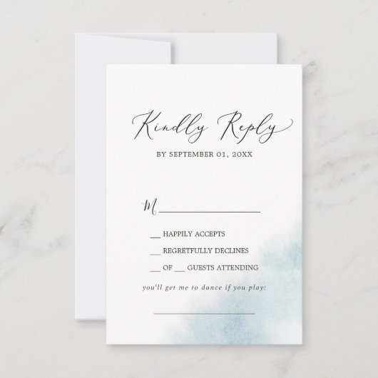 Watercolor Wash | Blue Song Request RSVP Card Karte (Vorderseite)
