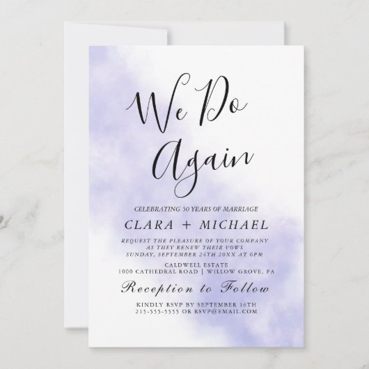 Watercolor Wash | Blue "We Do Again" - Verlängerun Einladung (Vorderseite)