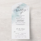 Watercolor Wash | Blue Wedding All In One Einladung (Innen Boden)