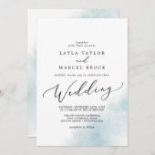 Watercolor Wash | Blue Wedding Einladung (Vorne/Hinten)