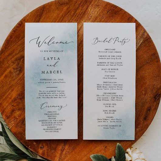 Watercolor Wash | Blue Wedding Program Programm