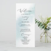 Watercolor Wash | Blue Wedding Program Programm (Stehend Vorderseite)