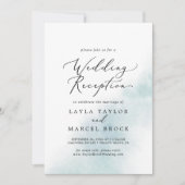 Watercolor Wash | Blue Wedding Reception Einladung (Vorderseite)