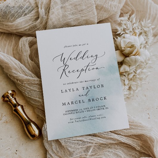Watercolor Wash | Blue Wedding Reception Einladung