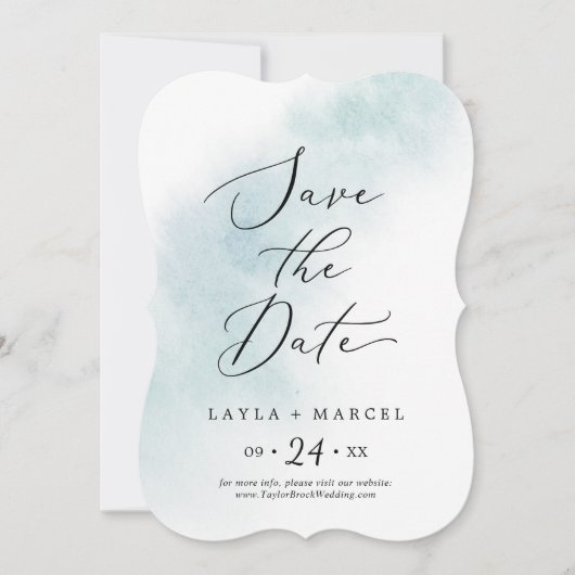 Watercolor Wash | Blue Wedding Save The Date (Vorderseite)