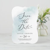 Watercolor Wash | Blue Wedding Save The Date (Stehend Vorderseite)