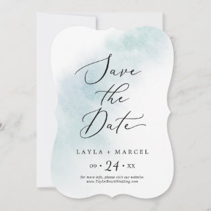 Watercolor Wash Blue Wedding Save The Date