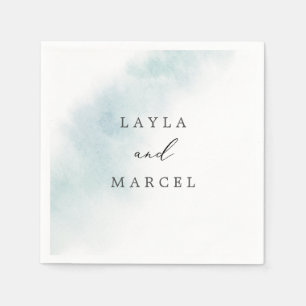 Watercolor Wash Blue Wedding Serviette