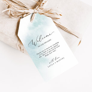 Watercolor Wash Blue Wedding Welcome Geschenkanhänger