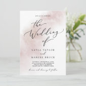 Watercolor Wash | Blush All in one Wedding Einladung (Stehend Vorderseite)