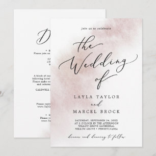 Watercolor Wash Blush All in one Wedding Einladung