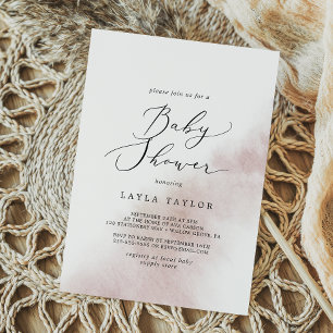 Watercolor Wash Blush Baby Dusche Einladung