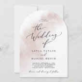 Watercolor Wash Blush Pink Einfache Arch Hochzeit Einladung (Vorderseite)