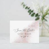 Watercolor Wash | Blush Save the Date Postkarte (Stehend Vorderseite)