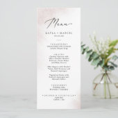 Watercolor Wash | Blush Wedding Dinner Menu Menükarte (Stehend Vorderseite)