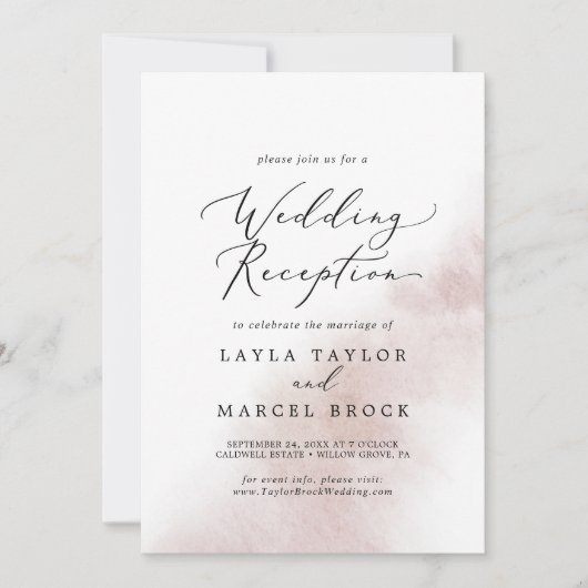 Watercolor Wash | Blush Wedding Reception Einladung (Vorderseite)