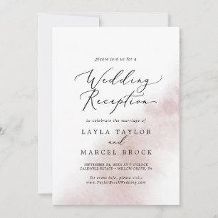 Watercolor Wash Blush Wedding Reception Einladung