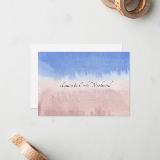 Watercolor Wash Couple Newlywings Personalisiert Mitteilungskarte (Vorderseite/Rückseite Beispiel)