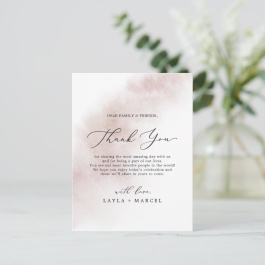 Watercolor Wash | Dankeschön Empfang Card Postkarte (Stehend Vorderseite)