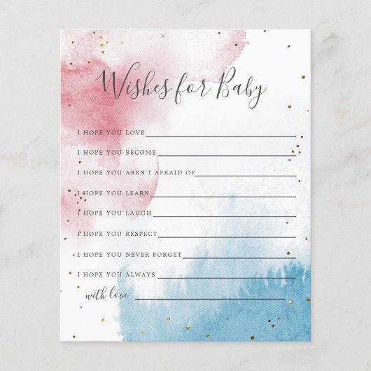 Watercolor Wash Gender Revewards for Baby Card (Vorderseite)
