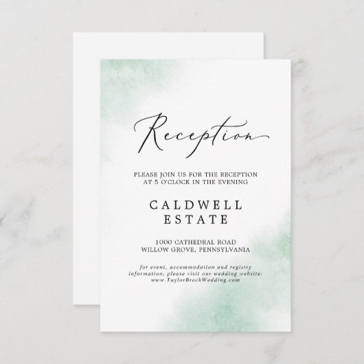 Watercolor Wash | Green Empfang Insert Card (Vorne/Hinten)