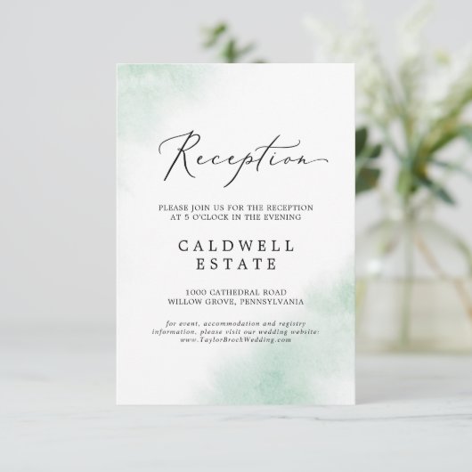 Watercolor Wash | Green Empfang Insert Card (Stehend Vorderseite)