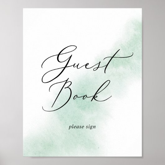 Watercolor Wash | Green Guest Book Sign Poster (Vorne)