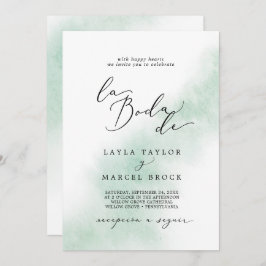 Watercolor Wash | Green La Boda De Wedding Einladung
