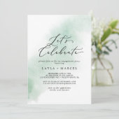 Watercolor Wash | Green Let's Celebrate Einladung (Stehend Vorderseite)