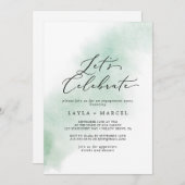 Watercolor Wash | Green Let's Celebrate Einladung (Vorne/Hinten)