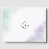 Watercolor Wash Green Lila Monogram Wedding Gästebuch (Rückseite)