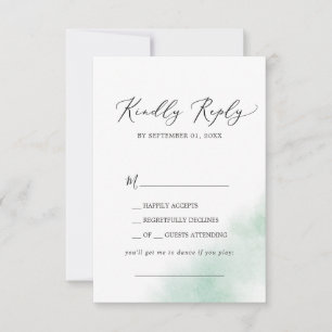 Watercolor Wash   Green Song Request RSVP Card Karte
