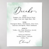Watercolor Wash | Green Wedding Drink Menu Sign Poster (Vorne)