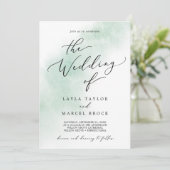 Watercolor Wash | Grün die Hochzeit von Einladung (Stehend Vorderseite)