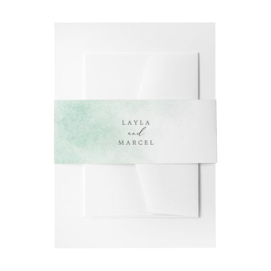 Watercolor Wash | Grüne Braut und Hochzeit Einladungsbanderole (Vorderseite Beispiel)