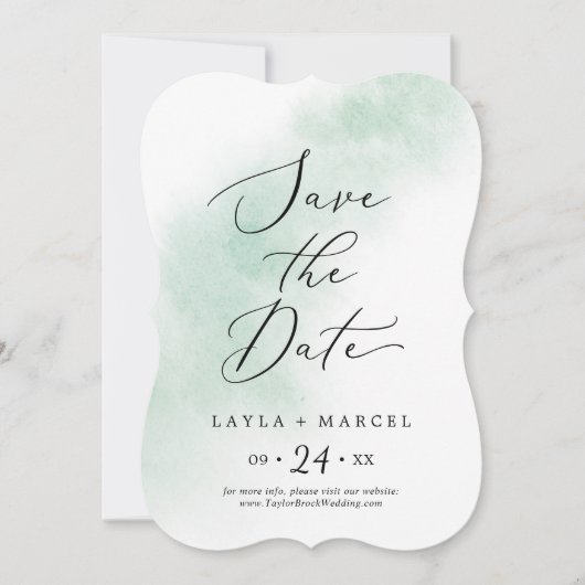 Watercolor Wash | Grüne Hochzeit Save The Date (Vorderseite)