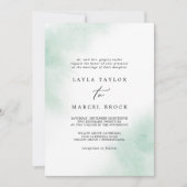 Watercolor Wash | Grüne traditionelle Hochzeit Einladung (Vorderseite)