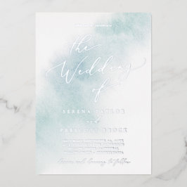 Watercolor Wash | Hochzeit von Blauen und Silberst Folieneinladung