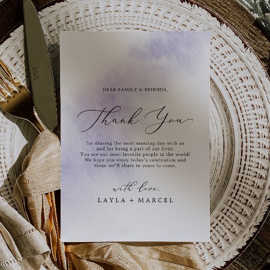 Watercolor Wash | Lila Dankeschön Empfang Card Postkarte