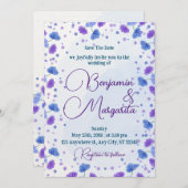 Watercolor Wash | Lila Einladung zur Hochzeit (Vorne/Hinten)