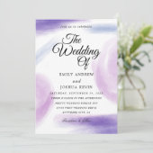 Watercolor Wash | Lila Einladung zur Hochzeit (Stehend Vorderseite)