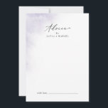 Watercolor Wash | Lila Hochzeit Hinweiskarte<br><div class="desc">Diese lila Hochzeitsratenkarte mit Aquarell eignet sich perfekt für eine moderne Hochzeit und kann für jede Veranstaltung verwendet werden. Das einfache und klassische Design besticht durch eine lila Pastell-Lavendel-Farbe mit minimalistisch elegantem Stil. Diese Ratschläge können als Gästebuchalternative für Hochzeitsempfang, Brautparty, Babydusche oder Abschlussfeier verwendet werden. Personalisieren Sie die Karte mit...</div>