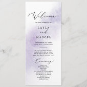 Watercolor Wash | Lila Hochzeit von Brautpartys Programm (Vorderseite)